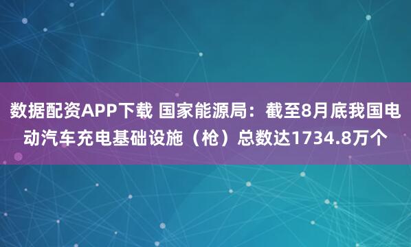 数据配资APP下载 国家能源局：截至8月底我国电动汽车充电基础设施（枪）总数达1734.8万个