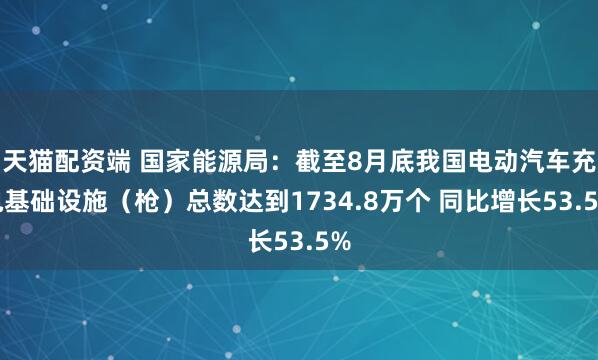 天猫配资端 国家能源局：截至8月底我国电动汽车充电基础设施（枪）总数达到1734.8万个 同比增长53.5%