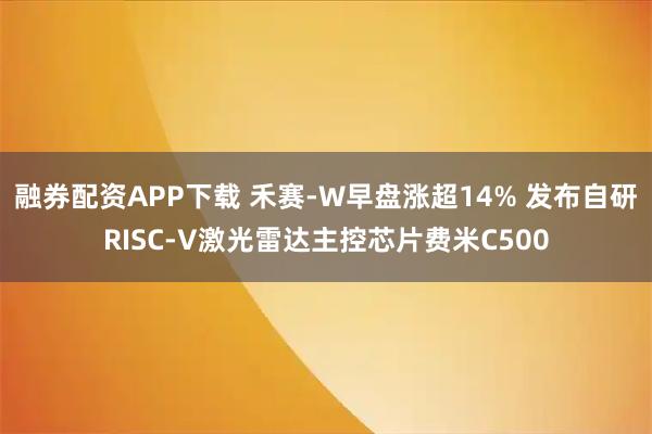 融券配资APP下载 禾赛-W早盘涨超14% 发布自研RISC-V激光雷达主控芯片费米C500